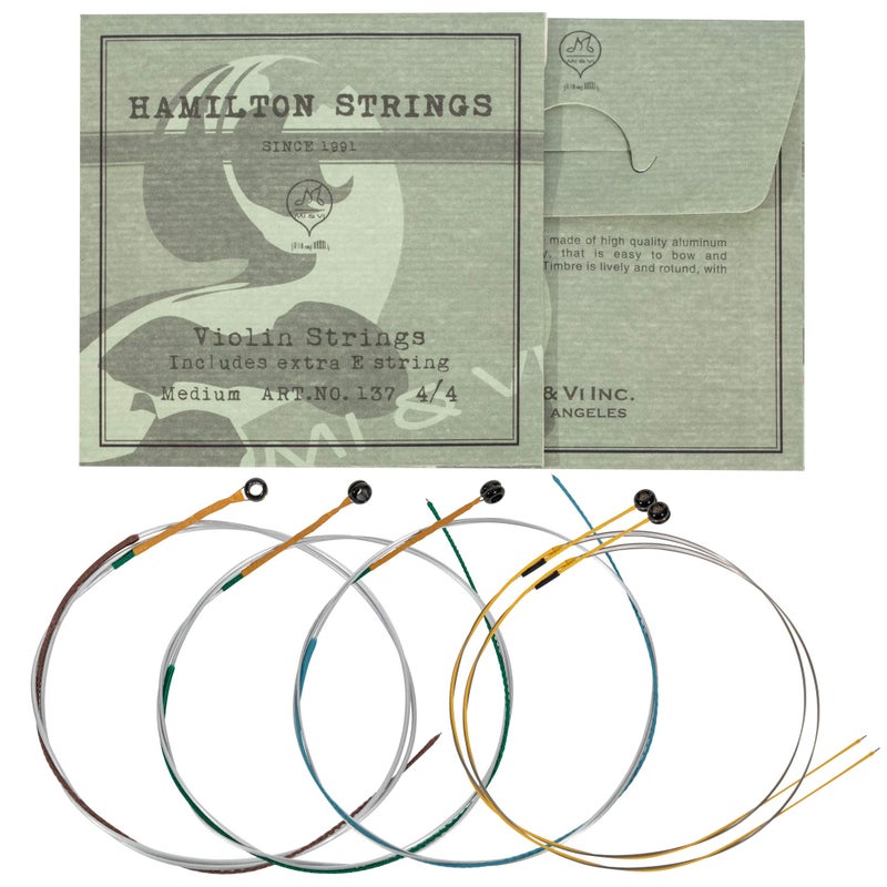 Mivi MI&VI Hamilton Violin Strings â€” 1/4 Scale Full Set (G-D-A-E) with Extra E-String | Germany Steel | Ball-End | Medium Gauge Tension - By MIVI Music - Image 2